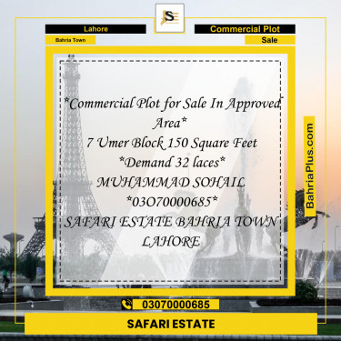 Commercial Plot for Sale in Bahria Town, Lahore - (BP-142332)