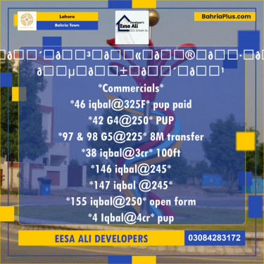 Commercial Plot for Sale in Bahria Town, Lahore - (BP-142339)