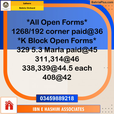 Residential Plot for Sale in Bahria Orchard, Lahore - (BP-142357)