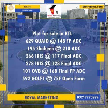 Residential Plot for Sale in Bahria Town, Lahore - (BP-142581)