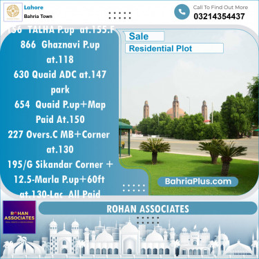 Residential Plot for Sale in Bahria Town, Lahore - (BP-142641)