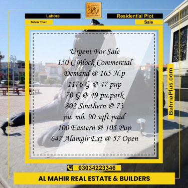 Residential Plot for Sale in Bahria Town, Lahore - (BP-142659)