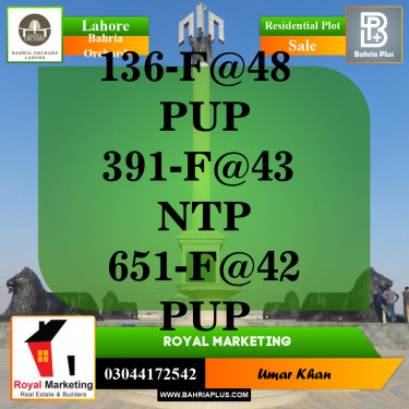 Residential Plot for Sale in Bahria Orchard, Lahore - (BP-142780)