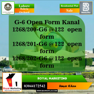 Residential Plot for Sale in Phase 4 - G6 Block -  Bahria Orchard, Lahore - (BP-142790)