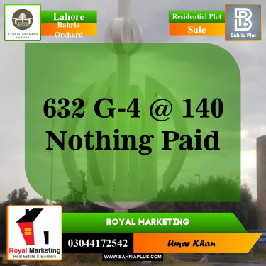 Residential Plot for Sale in Phase 4 - G4 Block -  Bahria Orchard, Lahore - (BP-142793)
