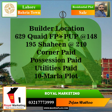 Residential Plot for Sale in Bahria Town, Lahore - (BP-142802)