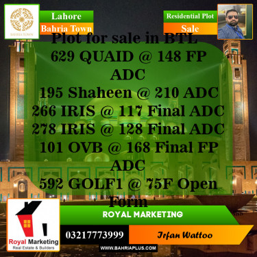 Residential Plot for Sale in Bahria Town, Lahore - (BP-142804)