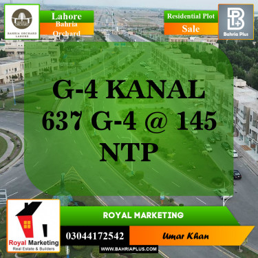 Residential Plot for Sale in Phase 4 - G4 Block -  Bahria Orchard, Lahore - (BP-142810)