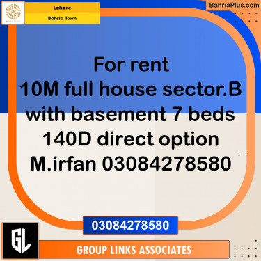 Residential House for Rent in Bahria Town, Lahore - (BP-142843)