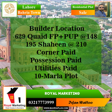 Residential Plot for Sale in Bahria Town, Lahore - (BP-142889)