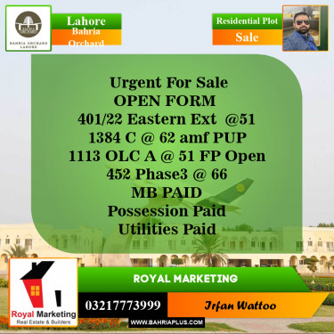 Residential Plot for Sale in Bahria Orchard, Lahore - (BP-142891)