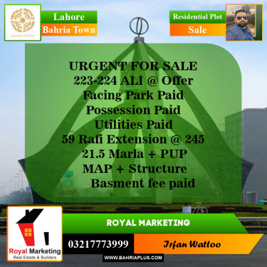 Residential Plot for Sale in Bahria Town, Lahore - (BP-142895)