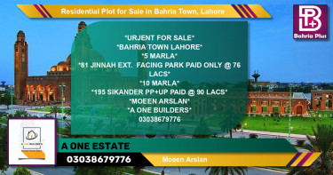 Residential Plot for Sale in Bahria Town, Lahore - (BP-142960)