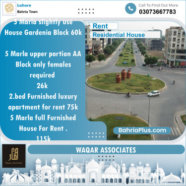 Residential House for Rent in Bahria Town, Lahore - (BP-142994)
