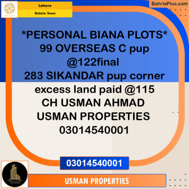 Residential Plot for Sale in Bahria Town, Lahore - (BP-143016)