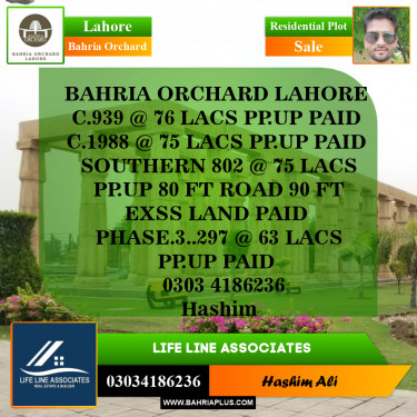 Residential Plot for Sale in Bahria Orchard, Lahore - (BP-143019)