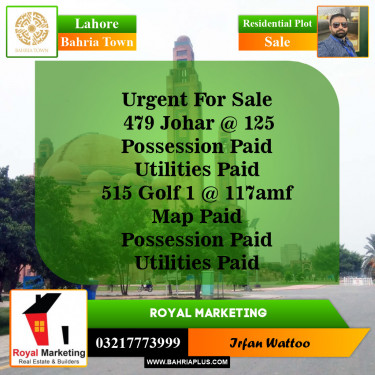 Residential Plot for Sale in Bahria Town, Lahore - (BP-143021)