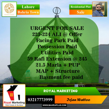 Residential Plot for Sale in Bahria Town, Lahore - (BP-143023)