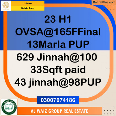 Residential Plot for Sale in Bahria Town, Lahore - (BP-143107)