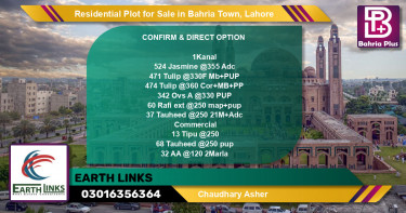 Residential Plot for Sale in Bahria Town, Lahore - (BP-143111)