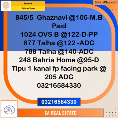 Residential Plot for Sale in Sector F - Ghaznavi Block -  Bahria Town, Lahore - (BP-143208)