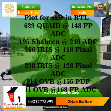 Residential Plot for Sale in Bahria Town, Lahore - (BP-143262)