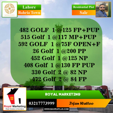Residential Plot for Sale in Bahria Town, Lahore - (BP-143277)