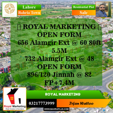 Residential Plot for Sale in Bahria Town, Lahore - (BP-143278)