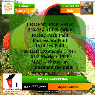 Residential Plot for Sale in Bahria Town, Lahore - (BP-143284)