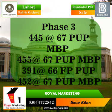 Residential Plot for Sale in Bahria Orchard, Lahore - (BP-143360)