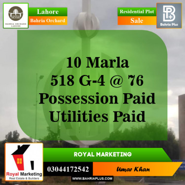 Residential Plot for Sale in Bahria Orchard, Lahore - (BP-143364)
