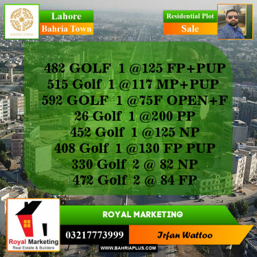Residential Plot for Sale in Bahria Town, Lahore - (BP-143390)