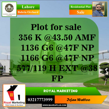 Residential Plot for Sale in Bahria Orchard, Lahore - (BP-143391)