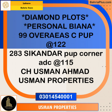 Residential Plot for Sale in Overseas C -  Bahria Town, Lahore - (BP-143406)