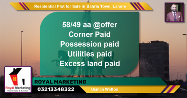 Residential Plot for Sale in Sector D - AA Block -  Bahria Town, Lahore - (BP-143440)