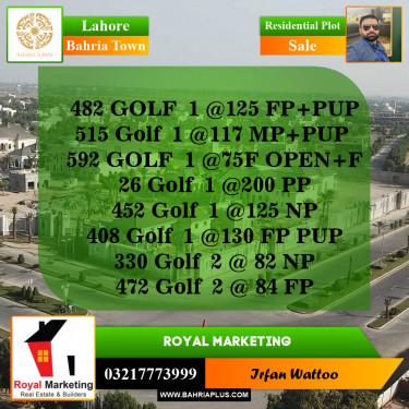 Residential Plot for Sale in Bahria Town, Lahore - (BP-143481)