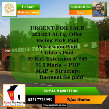 Residential Plot for Sale in Bahria Town, Lahore - (BP-143485)