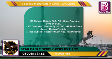 Residential Plot for Sale in Bahria Town, Lahore - (BP-143488)