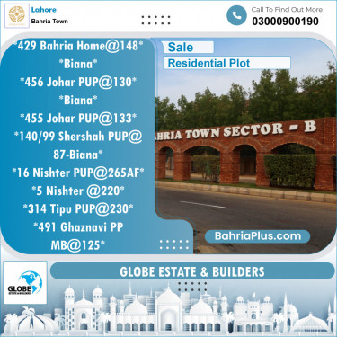 Residential Plot for Sale in Bahria Town, Lahore - (BP-143490)