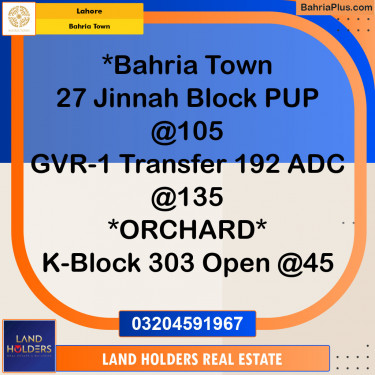 Residential Plot for Sale in Bahria Town, Lahore - (BP-143497)