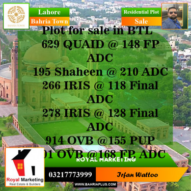 Residential Plot for Sale in Bahria Town, Lahore - (BP-143520)