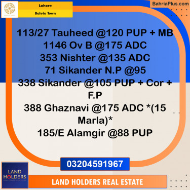 Residential Plot for Sale in Bahria Town, Lahore - (BP-143556)