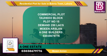 Residential Plot for Sale in Sector F - Tauheed Commercial -  Bahria Town, Lahore - (BP-143642)