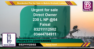 Residential Plot for Sale in Phase 2 - L Block -  Bahria Orchard, Lahore - (BP-143665)