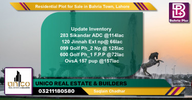 Residential Plot for Sale in Bahria Town, Lahore - (BP-143717)