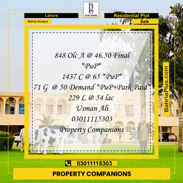Residential Plot for Sale in OLC-A Block -  Bahria Orchard, Lahore - (BP-143743)