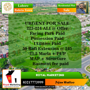Residential Plot for Sale in Bahria Town, Lahore - (BP-143793)