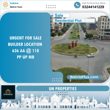 Residential Plot for Sale in Sector D - AA Block -  Bahria Town, Lahore - (BP-143801)