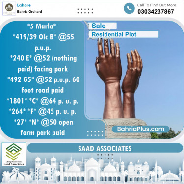 Residential Plot for Sale in OLC-B Block -  Bahria Orchard, Lahore - (BP-143804)