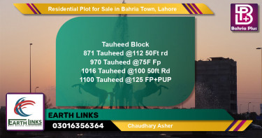Residential Plot for Sale in Sector F - Tauheed Block -  Bahria Town, Lahore - (BP-143817)